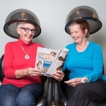 Two senior woman at hair salon